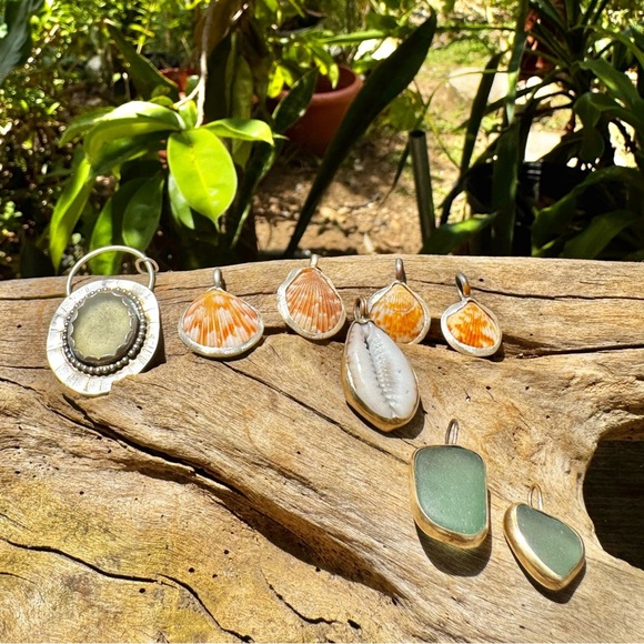 Scallop sea shells Handmade 995 925 silver soldered necklace beach boho PR - Picture 5 of 5